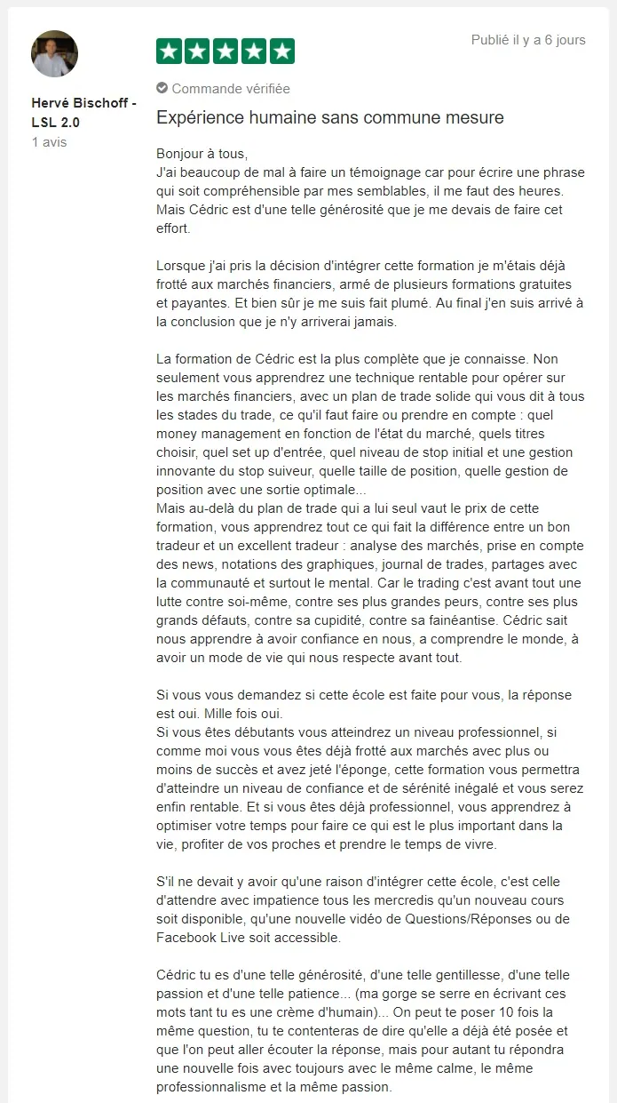 L'avis de Hervé sur l'école Le spéculateur libre